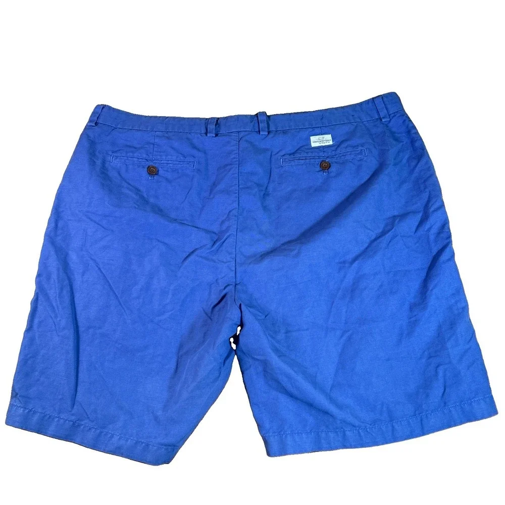 Vineyard Vines Breaker Shorts Men's 42 Blue Cotton Linen Blend Chino Breathable